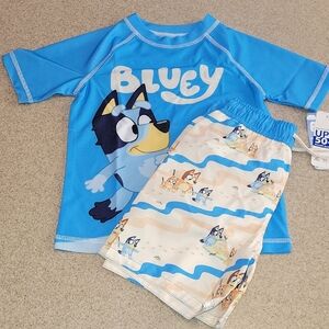 Bluey Rashguard & Trunks 2 Piece Set UPF 50+ New With Tags